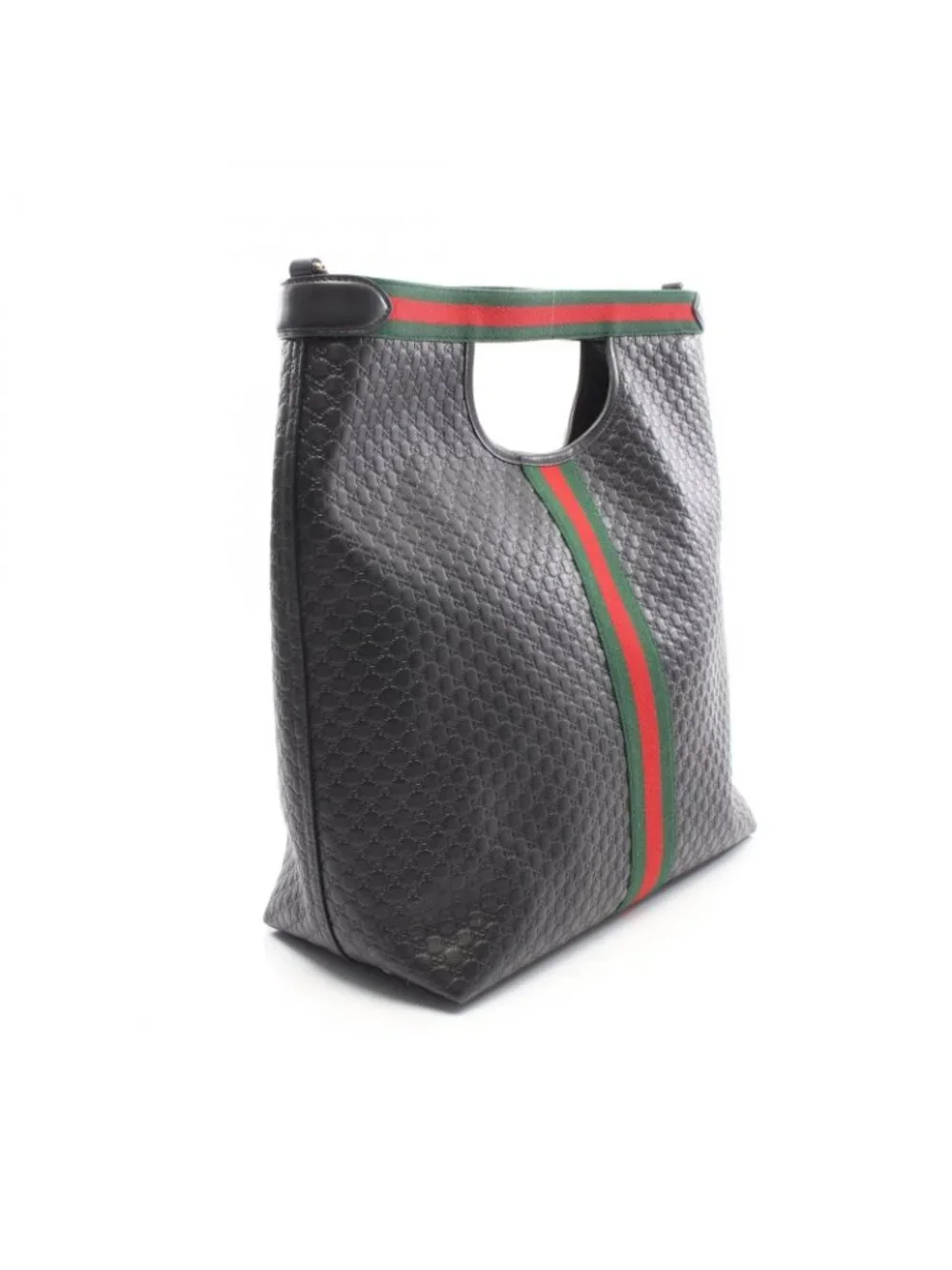 Gucci Handbag Giglio Micro Guccissima 2-Way Black Leather Guccissima Ophidia